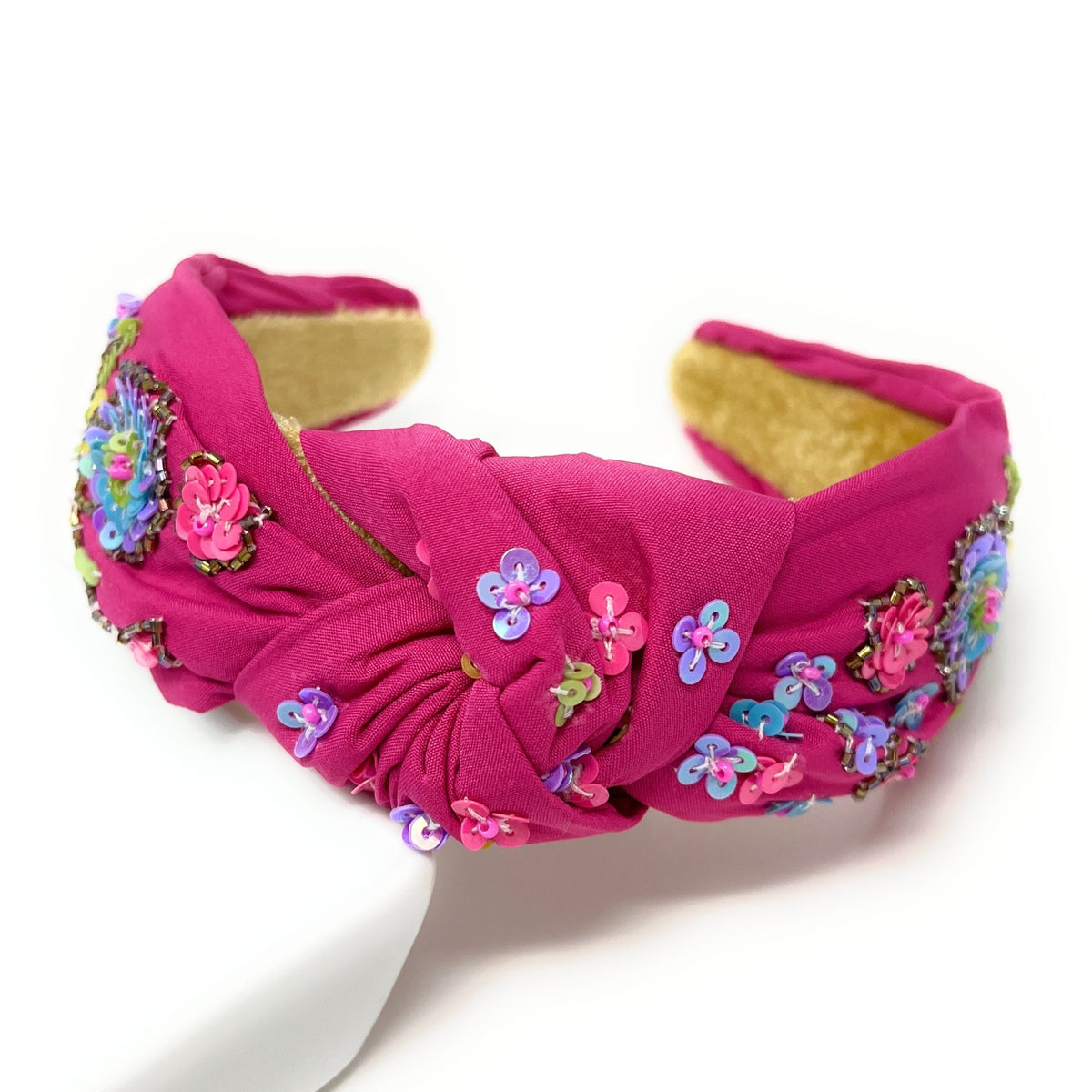 Floral Beaded Knot Headband, Summer Bead Headband, Handmade Headbands