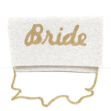 Load image into Gallery viewer, Bride clutch purse, gift for bride, seed beaded clutch purse, bridal purse clutch, white beaded wedding clutch, bride gifts, bridal gifts, engagement gifts, bridal shower gifts, bridesmaid gifts, bride to be gift, gift for her, bride gift, wedding gift, bridal gift, bridal purse clutch, wedding bag, wedding purse for bride, bride bag, wedding bridal clutch, wedding white bag, gifts for the bride, best engagement gift, best bridesmaid gift, bridal clutch, crossbody, gifts for her, handbag, wedding