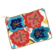 Load image into Gallery viewer, Coin Purse Pouch, Beaded Coin Purse, Cute Coin Purse, Beaded Purse, Summer Coin Purse, Best Friend Gift, Pouches, Boho bags, Wallets for her, beaded coin purse, boho purse, gifs for her, birthday gifts, cute pouches, pouches for women, boho pouch, boho accessories, best friend gifts, coin purse, coin pouch, HAPPY pouch, happy seed bead coin purse, friends gifts, Cash money pouch, Floral coin purse, gift card pouch, gift card bag, gift card gifts, gift card holder