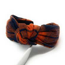 Load image into Gallery viewer, Thanksgiving Headband, Thanksgiving Knotted Headband, Orange Knotted Headband, Orange Plaid Hair Accessories, Plaid Headband, Best Seller, headbands for women, best selling items, knotted headband, hairbands for women, thanksgiving gifts, Thanksgiving knot Headband, Thanksgiving hair accessories, Thanksgiving headband, Pumpkin orange headband, Statement headband, Fall knot headband, jeweled knot headband, Fall Knotted headband, Autumn headband, Autumn Knotted headband