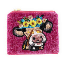 Load image into Gallery viewer, Coin Purse Pouch, Beaded Coin Purse, bead Coin Purse, Beaded Purse, Summer Coin Purse, Best Friend Gift, Pouches, Boho bags, Wallets for her, beaded coin purse, boho gifts for her, cute pouch, boho pouch, boho accessories, best friend gifts, coin purse, cow coin pouch, money coin pouch, girlfriend gift, miscellaneous gifts, best seller, best selling items, bachelorette gifts, birthday gifts, preppy beaded wallet, party favors, pink coin purse, Cow beaded coin pouch, wallets for girls, cow lovers gifts