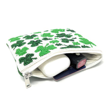 Load image into Gallery viewer, Coin Purse Pouch, Leprechaun Beaded Coin Purse, St. Patricks bead Coin Purse, leprechaun Beaded Purse, St. Patrick’s Day Coin Purse, Best Friend Gift, Leprechaun coin purse, St. Patricks wallets for her, Leprechaun bag, St. Patrick’s day gifts, boho pouch, best friend gifts, coin purse, Leprechaun coin pouch, money coin pouch, Leprechaun gifts, bachelorette gifts, birthday gifts, preppy beaded wallet, party favors, green beaded coin pouch, Clover leaf beaded coin pouch, shamrock accessories.
