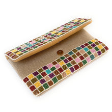 Load image into Gallery viewer, Multi color beaded clutch purse, birthday gift for her, summer clutch, seed bead purse, beaded bag, palm leaf handbang, beaded bag, seed bead clutch, summer bag, birthday gift for her, clutch bag, seed bead purse, engagement gift, bridal gift to bride, bridal gift, palm leaves purse, gifts to bride, gifts for bride, wedding gift, bride gifts, beaded clutch purse, birthday gift for her, summer clutch, seed bead purse, beaded bag, summer bag, boho purse, Abstract purse, multicolor purse