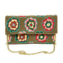 Load image into Gallery viewer, beaded clutch purse, beaded bag, birthday gift for her, summer clutch, seed bead purse, beaded bag, seed bead clutch, summer bag, clutch bag, engagement gift, bridal gift to bride, bridal gift, wedding gift, bride gifts, cross body purse, bride to be gift, engagement gift, bachelorette gifts, best friend gift, best selling item, party bag, summer purse, boho clutch, best friend gift, bridesmaid gift, Bohemian bag, floral beaded clutch purse, floral clutch purse, floral handbag, floral crossbody bag