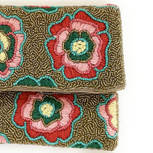Load image into Gallery viewer, beaded clutch purse, beaded bag, birthday gift for her, summer clutch, seed bead purse, beaded bag, seed bead clutch, summer bag, clutch bag, engagement gift, bridal gift to bride, bridal gift, wedding gift, bride gifts, cross body purse, bride to be gift, engagement gift, bachelorette gifts, best friend gift, best selling item, party bag, summer purse, boho clutch, best friend gift, bridesmaid gift, Bohemian bag, floral beaded clutch purse, floral clutch purse, floral handbag, floral crossbody bag
