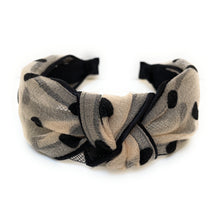 Load image into Gallery viewer, headband for women, fashion headbands, womens headband, headbands for women, stylish headbands, headband style, top knot headband, woven top knot headband, head band, hair band, trendy headbands, top knotted headband, summer headbands, handmade headbands, top knotted headband, knotted headband, head band, hair band for women, trendy headband, fashion headbands, twist headband, headband style, hair accessories, twist knotted headband, polka dot knot headband, chic headband, Polka Dot twisted headband