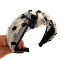 Load image into Gallery viewer, headband for women, fashion headbands, womens headband, headbands for women, stylish headbands, headband style, top knot headband, woven top knot headband, head band, hair band, trendy headbands, top knotted headband, summer headbands, handmade headbands, top knotted headband, knotted headband, head band, hair band for women, trendy headband, fashion headbands, twist headband, headband style, hair accessories, twist knotted headband, polka dot knot headband, chic headband, Polka Dot twisted headband