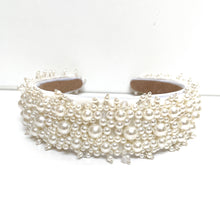 Load image into Gallery viewer, Bridal headband, Pearl wedding headband, Pearl Headpiece for bride, pearl headband for women, summer wedding hair accessories, bride gift, wedding headband, headpiece for bride, headband for bride, bridal gift, trendy headband, wedding hair piece, headbands for women, head band for bride, hair accessories, head band, hair bands for women, bridal white headband, bride beige headband, beige bride headband, bridal accessories, bridal gift for bride, bridal wedding gift, white pearl hairband, bride headband