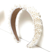 Load image into Gallery viewer, Bridal headband, Pearl wedding headband, Pearl Headpiece for bride, pearl headband for women, summer wedding hair accessories, bride gift, wedding headband, headpiece for bride, headband for bride, bridal gift, trendy headband, wedding hair piece, headbands for women, head band for bride, hair accessories, head band, hair bands for women, bridal white headband, bride beige headband, beige bride headband, bridal accessories, bridal gift for bride, bridal wedding gift, white pearl hairband, bride headband