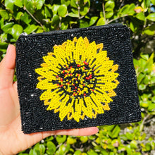 Load image into Gallery viewer, Coin Purse Pouch, Sunflower Beaded Coin Purse,  Sunflower bead Coin Purse, Beaded Purse, Sunflower Coin Purse, Best Friend Gift, Sunflower bags, Wallets for her, beaded coin purse, boho gifts, boho pouch, boho accessories, best friend gifts, coin purse, sunflower coin pouch, money coin pouch, Sunflower gifts, best selling items, bachelorette gifts, birthday gifts, preppy beaded wallet, party favors, sunflower beaded coin purse, evil eye beaded coin pouch, floral wallets for girls, sunflower accessories