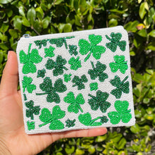 Load image into Gallery viewer, Coin Purse Pouch, Leprechaun Beaded Coin Purse, St. Patricks bead Coin Purse, leprechaun Beaded Purse, St. Patrick’s Day Coin Purse, Best Friend Gift, Leprechaun coin purse, St. Patricks wallets for her, Leprechaun bag, St. Patrick’s day gifts, boho pouch, best friend gifts, coin purse, Leprechaun coin pouch, money coin pouch, Leprechaun gifts, bachelorette gifts, birthday gifts, preppy beaded wallet, party favors, green beaded coin pouch, Clover leaf beaded coin pouch, shamrock accessories.