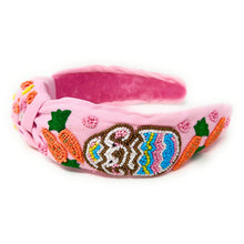 Load image into Gallery viewer, headbands for women, Easter knotted headband, headband style, top knot headband, Pink top knot headband, Easter headband, Easter hair band, bunny knot headband, top knotted headband, Bunny knotted headband, handmade headbands, top knotted headband, hand bead knotted headband, Easter bunny hair band for women, Hand bead St. Patrick’s headband, statement headbands, embellished headband, chic headband, Easter knot headband, Easter bunny headband, Easter hair accessories, Bunny knot headband