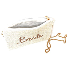 Load image into Gallery viewer, Bride clutch purse, gift for bride, seed beaded clutch purse, bridal purse clutch, white beaded wedding clutch, bride gifts, bridal gifts, engagement gifts, bridal shower gifts, bridesmaid gifts, bride to be gift, gift for her, bride gift, wedding gift, bridal gift, bridal purse clutch, wedding bag, wedding purse for bride, bride bag, wedding bridal clutch, wedding white bag, gifts for the bride, best engagement gift, best bridesmaid gift, Ivory clutch purse, ivory beaded clutch purse