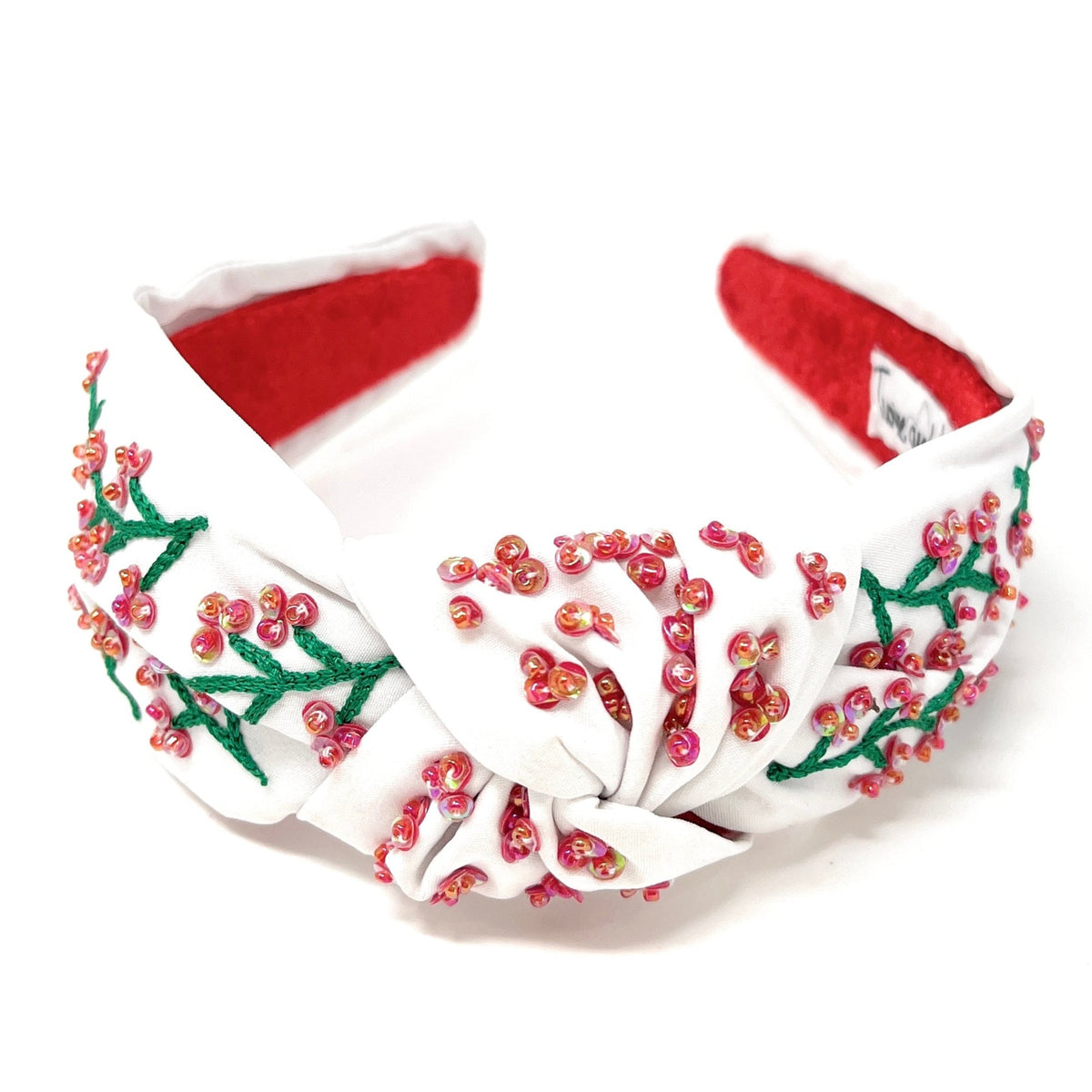 Plum Blossom Beaded Knot Headband, Embellished Headband, Handmade Headbands