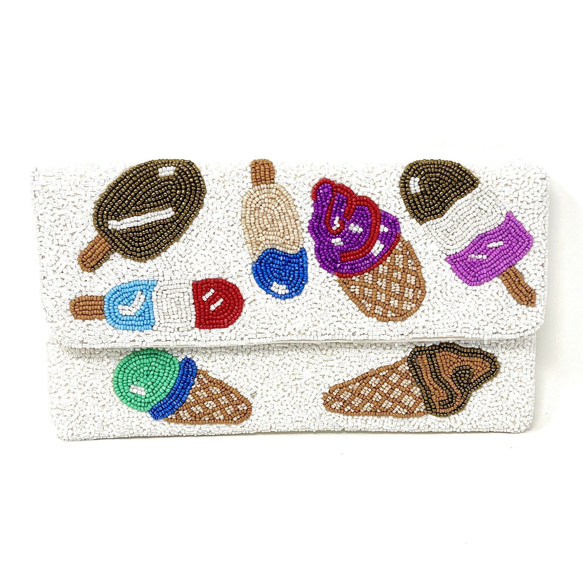 Ice Cream Beaded Clutch, Seed Bead Clutch Bag, Evening Bags, Party Clutches
