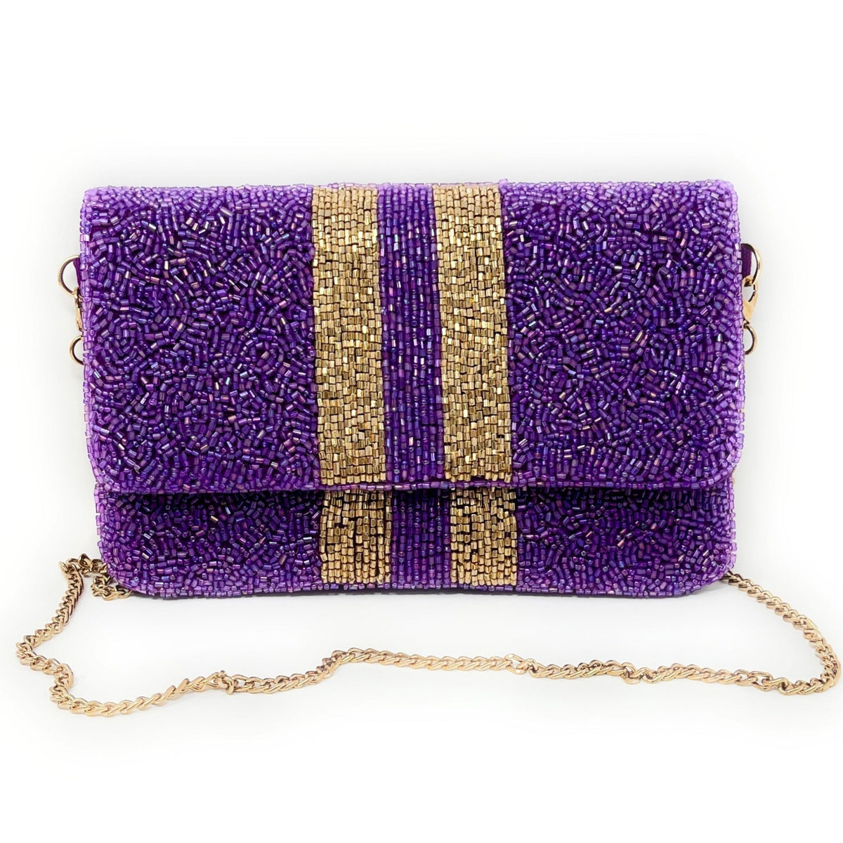 Buy The Purple Sack Beaded Flap Clutch With Sling Online