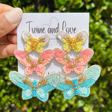 Load image into Gallery viewer, Butterfly Beaded Earrings, butterfly Earrings, butterfly love Beaded Earrings, Butterfly earrings, butterfly lover bead earrings, Butterfly beaded earrings, multicolor butterfly earrings, Butterfly earrings, pink blue butterfly bead earrings, Butterfly bead earrings, Butterfly accessories, spring summer accessories, spring summer earrings, gifts for mom, multicolor earrings, best friend gifts, birthday gifts, lightweight butterfly earrings, butterfly earrings accessory, butterfly earrings