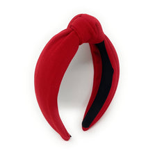 Load image into Gallery viewer, Christmas Headband, Holiday Headbands, red Knot Headband, Red Headbands for Women and Girls, Solid Red Knotted Headband, headband for woman, fashion headbands, red accessories for Christmas, headbands for women, stylish headbands, headband style, top knot headband, top knotted headband, knotted headband, Valentines day headband, red top knotted headband, fall headbands, best selling items, Christmas headband, Holiday Lane Plaid headband, Red knotted headband