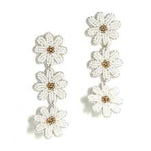 Load image into Gallery viewer, floral Beaded Earrings, beaded daisy Earrings, floral Earrings, daisy love Beaded Earrings, daisy flower earrings, floral lover bead earrings, daisy beaded earrings, white floral earrings, Beaded earrings, white Love bead earrings, white seed bead earrings, floral accessories, spring summer accessories, spring summer earrings, gifts for mom, floral multicolor earrings, best friend gifts, birthday gifts, flower earrings, flower beaded earrings, white earrings accessory, white earrings, white beaded earrings