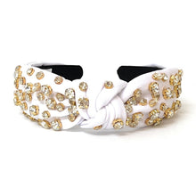Load image into Gallery viewer, headband for women, summer Knotted headband, headbands for women, stylish headbands, headband style, top knot headband, woven top knot headband, head band, hair band, trendy headbands, top knotted headband, headbands, top knotted headband, knotted headband, headband, hairband for women, trendy headband, fashion headbands, embellished headband, rhinestone headband, gemstone headband for women, luxury headband, jeweled headband for women, neon jeweled headband, jeweled knot headband, summer headbands
