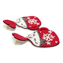 Load image into Gallery viewer, 
Hot cocoa Beaded Earrings, hot cocoa Earrings, Holiday Earrings, Hot cocoa Beaded Earrings, Seed Bead, Merry Christmas, red earrings, red beaded earrings, Christmas beaded earrings, Chocolate beaded earrings, holiday beaded earrings, holiday earrings, red holiday earrings, Hot cocoa earrings, hot chocolate earrings, holiday gifts, holiday accessories, holiday beaded accessories, Holiday red accessories, Holiday Christmas earrings, Christmas gifts, Best seller, best Selling items