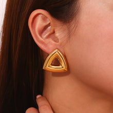 Load image into Gallery viewer, custom stud Earrings, 18k gold plated stud Earrings, minimalist style Earrings, hoop 18k gold plated earrings, custom earrings, earrings party accessories, fancy accessories, 18k gold plated earrings, triangle custom earrings, best friend gifts, birthday gifts, dainty bohemian earrings, luxurious handmade accessories, embellished night jewelry, Fancy earrings, bridal gold plated earrings, beaded jeweled earrings, best selling items, handmade gifts, custom gifts, valentines day gifts valentines day for her, 