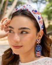 Load image into Gallery viewer, 4th of Earrings, USA Earrings, Fourth of July Earrings, Independence Day Jewelry, America Earrings, American Earrings, Patriot Earrings,USA Earrings, Patriotic, American Earrings, USA flip flops earrings, Flip Flops Beaded Earrings, Seed Bead Earrings, Stars &amp; Stripes, freedom,Patriotic Earrings, USA, American Flag, 4th of July, Fashion Earrings, Memorial Day, Beaded, Fashion Statement, Red Dangle, USA earrings, handmade earrings, Blue earrings, red white blue earrings