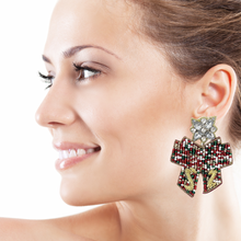 Load image into Gallery viewer,  Christmas Beaded Earrings, Christmas bow Earrings, Holiday Earrings, Christmas Beaded Earrings, Seed Bead, Merry Christmas, Bow earrings, green red beaded earrings, Christmas beaded earrings, Christmas earrings, holiday earrings, Christmas bow bead earrings, Christmas bead earrings, holiday gifts, holiday accessories, holiday beaded accessories, Holiday must have accessories, Holiday Christmas earrings, Christmas gifts, best Selling items, Christmas earrings, Custom earrings