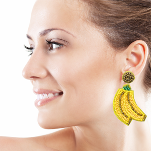 tropical Beaded Earrings, beaded tropical Earrings, fruit Earrings, tropical Beaded Earrings, tropical fruit earrings, summer beaded earrings, banana bead earrings, yellow earrings, Beaded earrings,  Fruit earrings, banana bead earrings, Summer accessories, summer beaded accessories, neon summer earrings, gifts for mom, best friend gifts, birthday gifts, Summer orange bead earrings, best seller accessories, best selling earrings, birthday earrings, yellow color earrings, beach beaded earrings