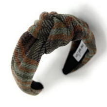 Load image into Gallery viewer, Green brown Headband, holiday Knotted Headband, brown plaid Knotted Headband, dark green brown Plaid Hair Accessories, Plaid Headband, Best Seller, headbands for women, best selling items, knotted headband, hairbands for women, brown plaid gifts, Plaid knot Headband, winter hair accessories, winter plaid headband, Plaid uniform headband, Statement headband, school uniform, school uniform knot headband, custom Knotted headband, plaid headband, Winter Plaid knot headband, plaid knot headband, plaid accessorie