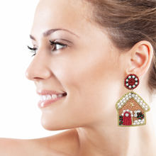 Load image into Gallery viewer, Gingerbread House Beaded Earrings