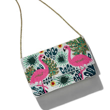 Load image into Gallery viewer, Beaded flamingo crossbody clutch with chain strap.
