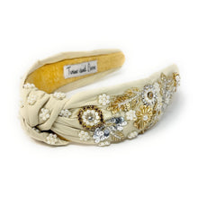 Load image into Gallery viewer, Decorative headband with pearls and crystals on a white background