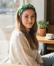 Load image into Gallery viewer, Snowflake Velvet Top Knot Headband