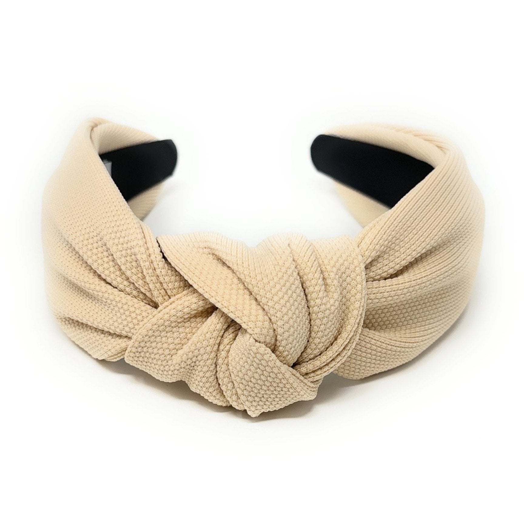 Women\'s Knitted Headband (Beige/Tan) Handmade Chunky Wool Headband: Warm White Knitted Turban - Etsy main image 3