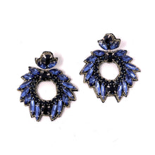 Load image into Gallery viewer, custom beaded Earrings, blue jeweled Earrings, blue purple Beaded Earrings, boho earrings, bohemian jeweled earrings, handmade earrings, custom earrings, party accessories, fancy accessories, boho embellished earrings, custom earrings, best friend gifts, birthday gifts, bohemian earrings, luxurious handmade accessories, night jewelry, Fancy earrings, boho earrings, beaded earrings, Fancy jeweled earrings, statement earrings, best selling items, statement earrings, handmade gifts, custom gifts for her
