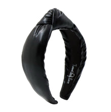 Load image into Gallery viewer, Black padded knot headband with smooth satin finish