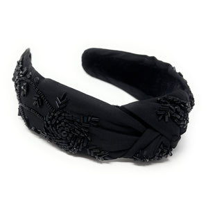 headband for women, black roses Knot headband, Kentucky Derby lover headband, Derby knotted headband, Kentucky Derby top knot headband, Garland of Roses top knotted headband, black knotted headband, Dia de los muertos hair band, beaded Roses knot headband, black Roses headband, statement headbands, top knotted headband, knotted headband, Kentucky lover gifts, Black rose embellished headband, luxury headband, roses fan gifts, jeweled knot headband, knot embellished headband