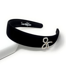 Load image into Gallery viewer, Black Velvet Pearl Bow Headband – Elegant Minimalist Hair Accessory