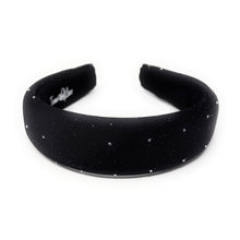 Load image into Gallery viewer, Black headband with embedded rhinestones on a white background