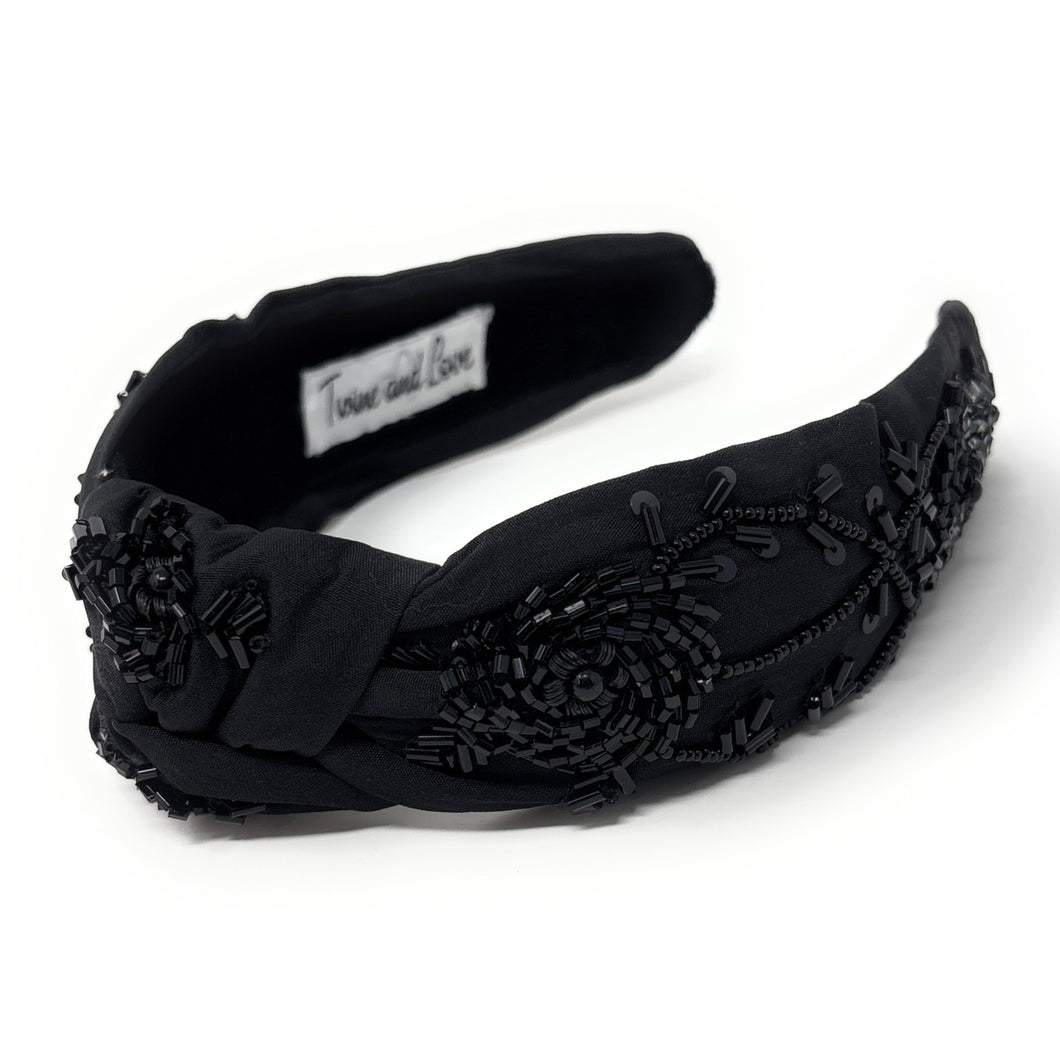 headband for women, black roses Knot headband, Kentucky Derby lover headband, Derby knotted headband, Kentucky Derby top knot headband, Garland of Roses top knotted headband, black knotted headband, Dia de los muertos hair band, beaded Roses knot headband, black Roses headband, statement headbands, top knotted headband, knotted headband, Kentucky lover gifts, Black rose embellished headband, luxury headband, roses fan gifts, jeweled knot headband, knot embellished headband
