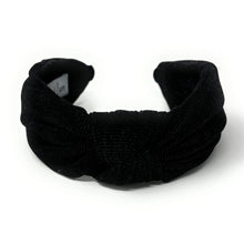 Load image into Gallery viewer, Fall Autumn Headband, Fall Knotted Headband, black shimmer Knot Headband, Fall Hair Accessories, black corduroy Headband, Best Seller, headbands for women, best selling items, knotted headband, hairbands for women, Fall Winter gifts, Solid color knot Headband, Solid color hair accessories, black color knot headband, corduroy knotted headband, Fall Autumn headband, Birthday gifts, custom knot headband, Fall Autumn  accessories, black headband, black corduroy fabric headband, autumn knot headband