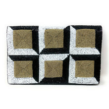 Load image into Gallery viewer, black white beaded clutch purse, white black bead purse, beaded bag, boho handbag, beaded bag, black white seed bead clutch, birthday gift for her, clutch bag, seed bead purse, engagement gift, party clutches, black white purse, gifts to bride, wedding gift, evening bags, elegant beaded clutch purse, birthday gift for her, summer clutch, unique clutch purse, beaded bag, Autumn bag, black boho purse, square beaded clutch purse, unique bags, best selling items, handmade gifts, handmade bag purse, evening purs