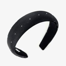 Load image into Gallery viewer, Black headband with small rhinestones on a light gray background