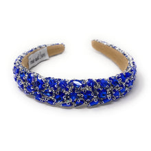 Load image into Gallery viewer, Blue crystal embellished headband with rhinestone detailing