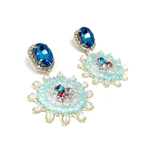 custom beaded Earrings, light blue jeweled Earrings, blue Beaded Earrings, boho earrings, blue jeweled earrings, handmade earrings, custom earrings, party accessories, fancy accessories, light blue embellished earrings, custom earrings, best friend gifts, birthday gifts, bohemian earrings, luxurious handmade accessories, night jewelry, Fancy earrings, boho earrings, beaded earrings, Fancy jeweled earrings, statement earrings, best selling items, statement earrings, handmade gifts, custom gifts for her
