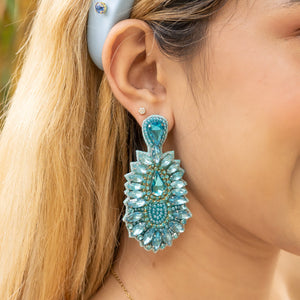 custom beaded Earrings, Unique jeweled Earrings, light blue Beaded Earrings, boho earrings, sea blue jeweled earrings, handmade earrings, custom earrings, party accessories, fancy accessories, turquoise blue embellished earrings, custom earrings, best friend gifts, birthday gifts, bohemian earrings, luxurious handmade accessories, night jewelry, Fancy earrings, boho earrings, beaded earrings, Fancy jeweled earrings, statement earrings, best selling items, light blue embellished earrings, handmade gifts, cus