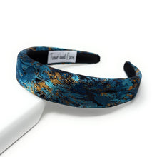 Load image into Gallery viewer, Blue patterned headband on a white background