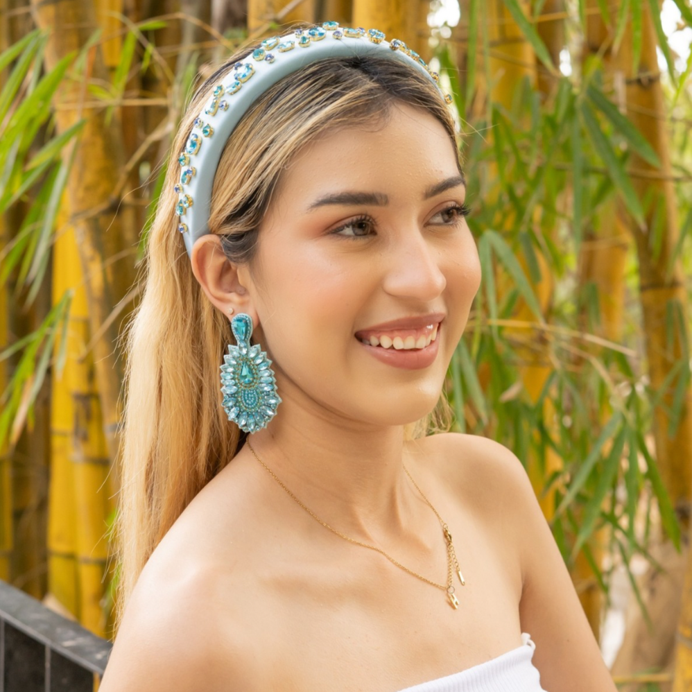 Twine and Love | Blue Padded Jeweled Headband | Embellished Headbands