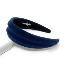 Load image into Gallery viewer, Navy blue velvet headband on a white background